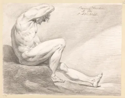 Zittend mannelijk naakt, van opzij gezien (2e prijs 1793)