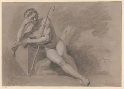 Zittend mannelijk naakt, van voren gezien (2e prijs 1776)
