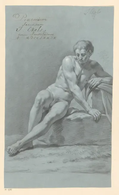 Zittend mannelijk naakt, van voren gezien (2e prijs 1779)