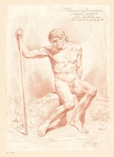 Zittend mannelijk naakt, van voren gezien (2e prijs 1782)