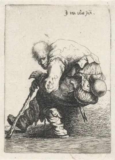 Zittende bedelaar