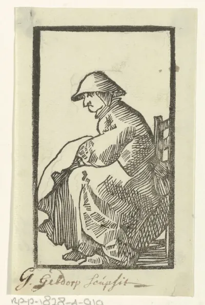 Zittende boerenvrouw