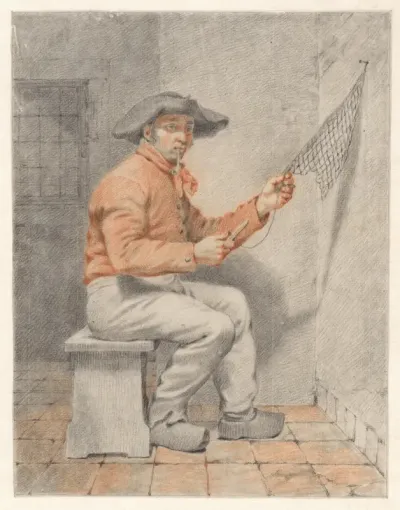 Zittende boetende visser