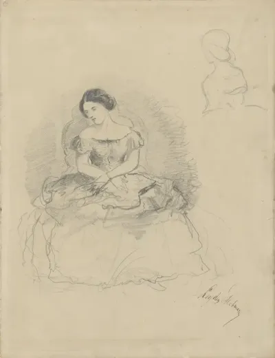 Zittende dame, in avondtoilet