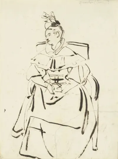 Zittende dame in een leunstoel (Laure Grevedon?)