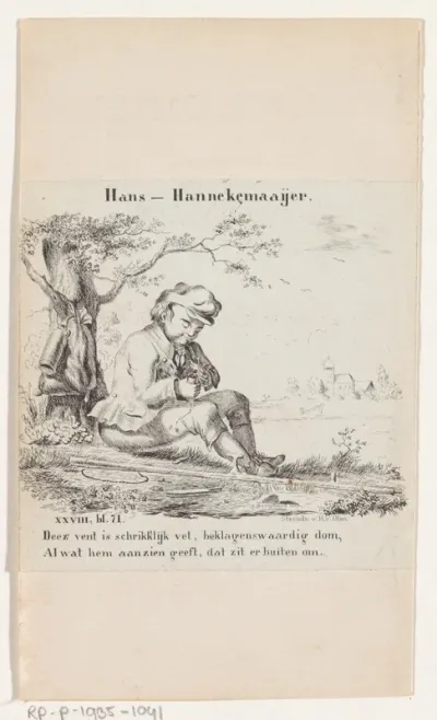 Zittende en etende jongen