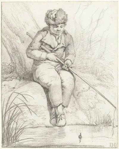 Zittende hengelaar