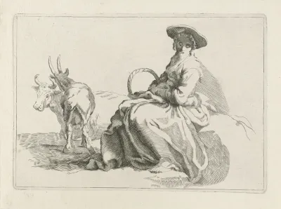 Zittende herderin