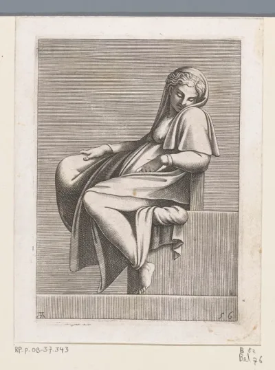 Zittende jonge vrouw