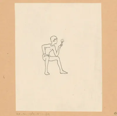 Zittende jongen. Ontwerp voor ex libris van Otto Verhagen (II)