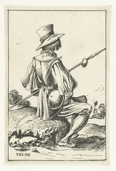 Zittende krijgsman