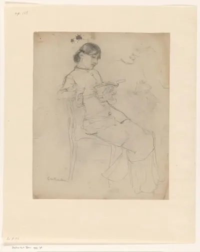 Zittende lezende dame
