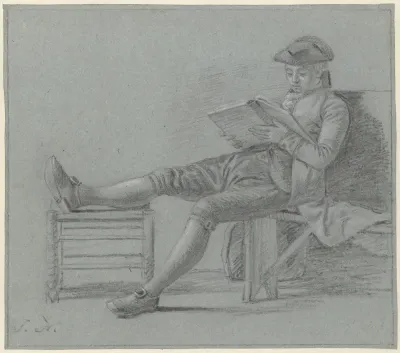 Zittende lezende heer