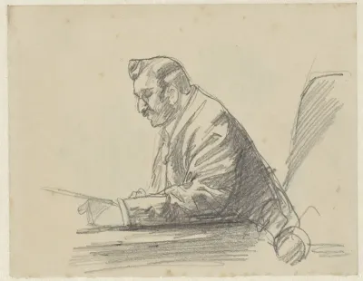 Zittende lezende man