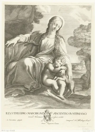 Zittende Madonna en lam