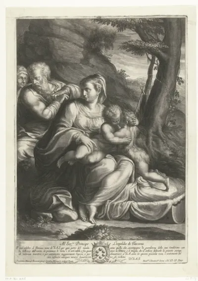 Zittende Madonna met kind en Johannes de Doper