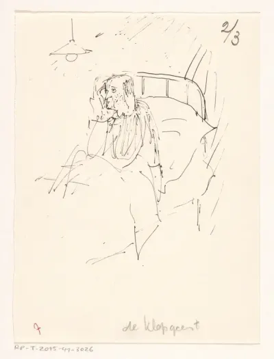 Zittende man in bed