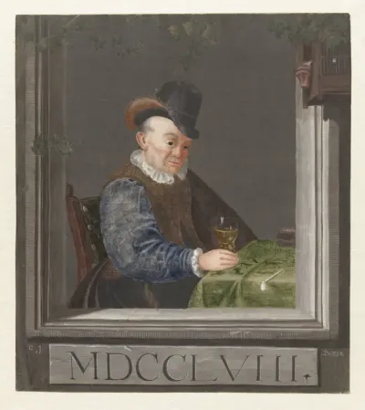 Zittende man met een glas in de hand