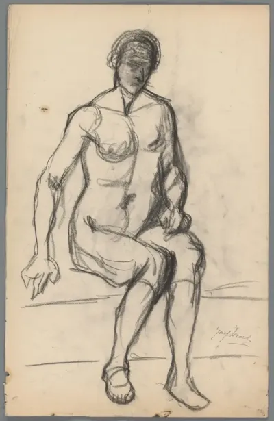 Zittende naakte figuur