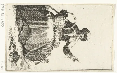Zittende oude boerin