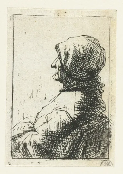 Zittende oude vrouw
