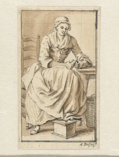 Zittende, schillende vrouw