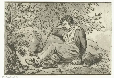 Zittende slapende jongen