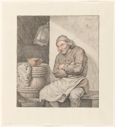 Zittende, slapende man