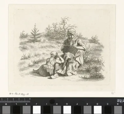 Zittende vrouw en een meisje