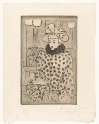 Zittende vrouw in een café