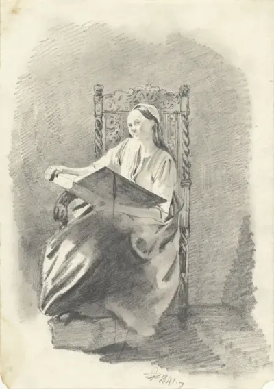 Zittende vrouw met een boek
