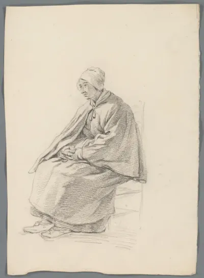 Zittende vrouw met gevouwen handen