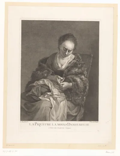 Zittende vrouw met naaiwerk