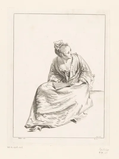 Zittende vrouw met waaier
