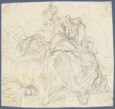 Zittende vrouwenfiguur