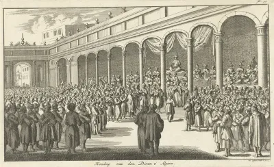 Zitting van de Divan op een binnenplaats in Algiers