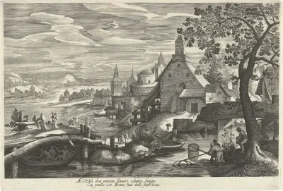 Zomer, een landschap met vissers
