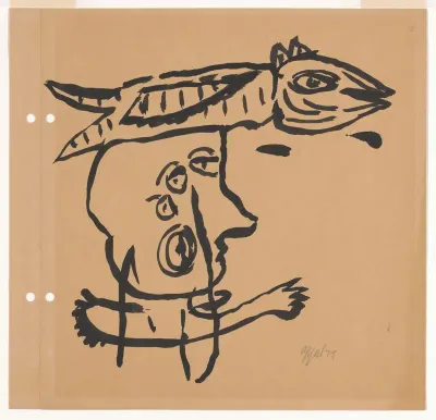 Zonder titel (figuur met vis op het hoofd)