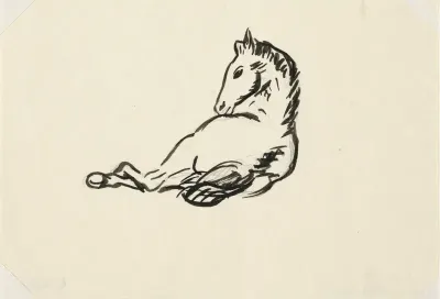 Zonder titel (schets liggend paard)