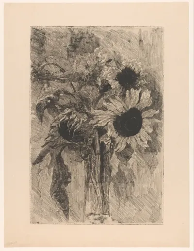 Zonnebloemen in een vaas