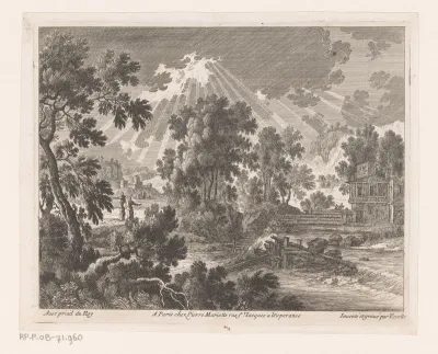 Zonnig landschap met huis aan rivier