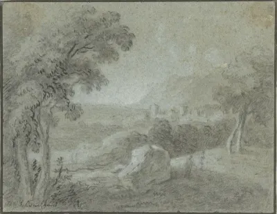 Zuidelijk heuvellandschap met een stad in het verschiet