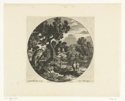 Zuidelijk landschap in rond kader