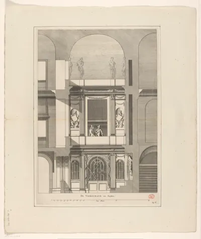 Zuidelijke muur van de Vierschaar in het Stadhuis op de Dam