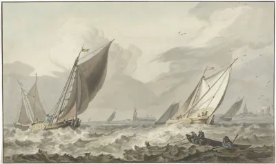 Zuiderzee met Medemblik in het verschiet