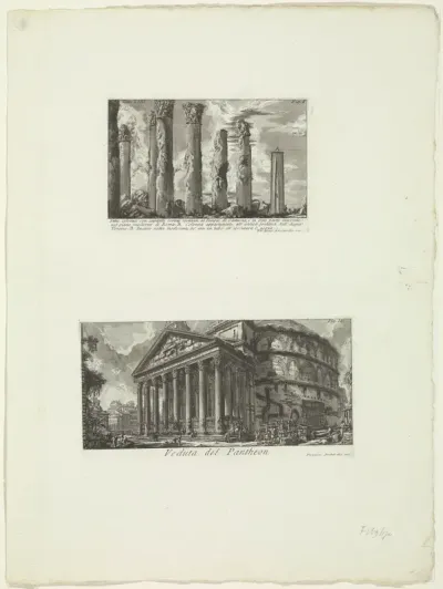Zuilen van de Tempel van Juturna en het Pantheon te Rome