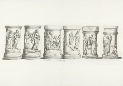 Zuilen waarop de geschiedenis van Pluto en Proserpina