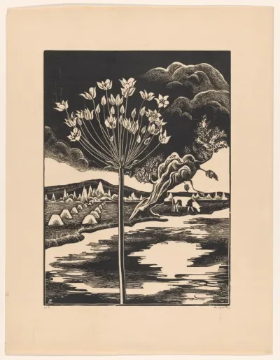 Zwanebloem in een landschap