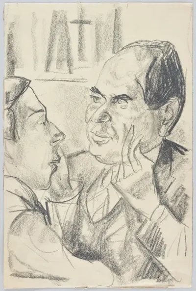 Zwei Männer im Gespräch (rechts Curt Glaser)