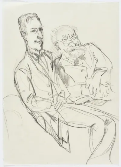 Zwei sitzende Männer (rechts Edmund Husserl)